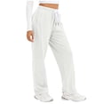 thumbnail image 1 of Womens Wide Leg Sweatpants Side Stripe Elastic Waist Drawstring Track Pants Gym Workout White M, 1 of 6