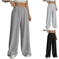 Womens Wide Leg Sweatpants With Pockets High Waisted Casual Drawstring Pockets Long Pants Trousers