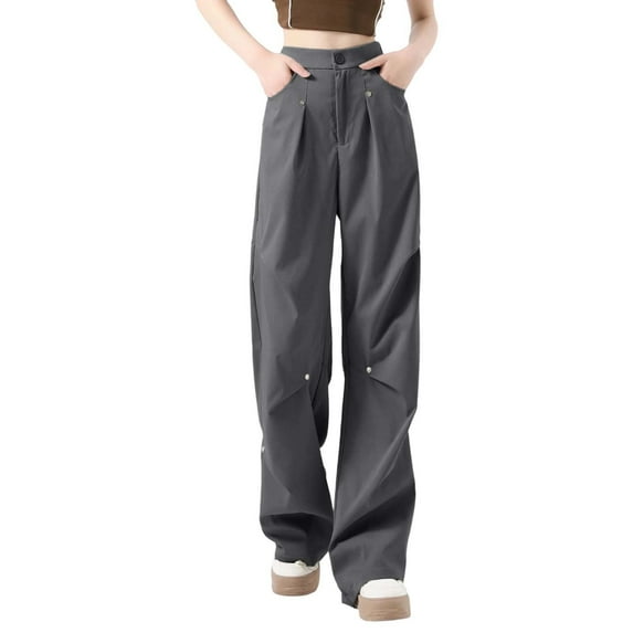 Womens Wide Leg Sweatpants Women Casual Pants Loose Fit Straight Leg Solid Color With Studs Womens Sweat Pants Grey XL