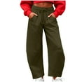 thumbnail image 1 of Womens Wide Leg Sweatpants with Pockets Fashion Drawstring Barrel Pants for Fall Spring Winter Casual Sports (M, Army Green), 1 of 8