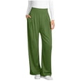 thumbnail image 1 of Womens Wide Leg Sweatpants with Pockets Solid Color Pleated Front High Waisted Soft Cotton Loose Long Pants (M, Army Green), 1 of 5