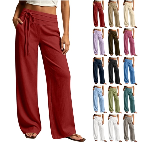 Womens Wide Leg Trousers 2026 Elastic High Waisted Dress Pants Pleated Slacks Flowy Business Work Palazzo Pants