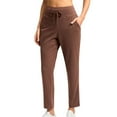 thumbnail image 1 of Womens Wide Leg Trousers High Waisted New Women's Casual Pants with Pockets High Waisted Stretch Ankle Pants Straight Leg Travel Athletic Work Trousers Brown L, 1 of 8