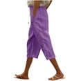 thumbnail image 1 of Womens Wide Leg Trousers UK Striped Cotton Linen Palazzo Pants Casual Loose Striped Lounge Trousers Elasticted Waist Stretch Relaxed-Fit Wide Leg Trouser Pants, 1 of 5