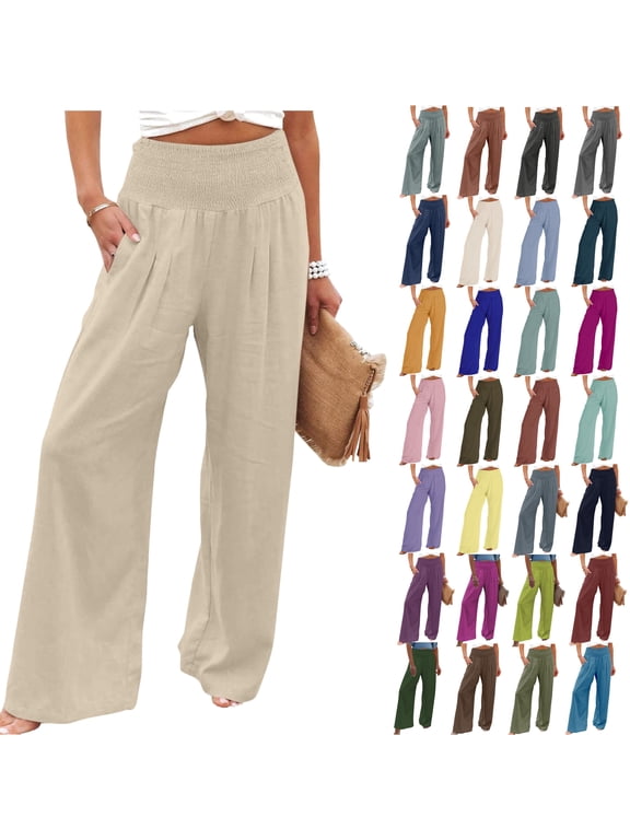 Womens Wide Leg Yoga Pants High Waisted Lightweight Loose Joggers Pants Casual Plus Size Lounge Sweatpants with Pockets
