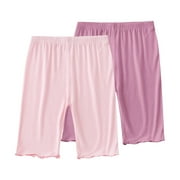Besolor 2 Pack Girls Biker Shorts Casual Stretchy Athletic Dance Yoga Shorts Under Dress Clothes for Kids Multicolor