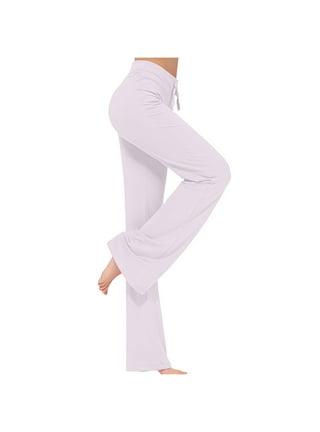 Womens Wide Leg Yoga Pants Stretch High Waist Drawstring Flare