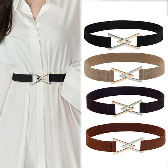 Womens Wide Stretch Waist Belt with Buckle Detail Elasticated Fashion Belt for Dresses and Skirts