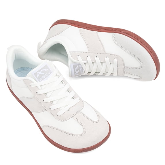 Sosenfer Women's Mesh Wide Toe Box Barefoot Shoes Zero Drop Walking Sneakers Minimalist Casual Shoes Minimalist Casual Shoes White