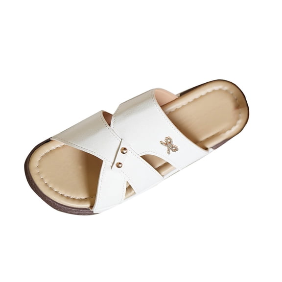 Womens Wide Width Sandals Platforms Criss Cross Strappy Cushion Footbed Comfortable Open Toe Slip On Beach Slippers White Women Sandal