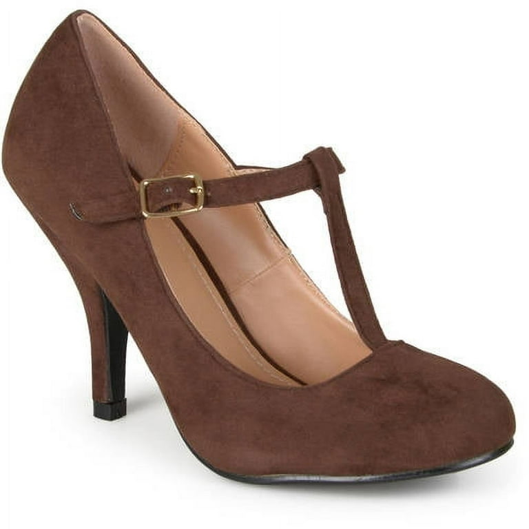 Womens Wide Width Sueded T strap Pumps Walmart