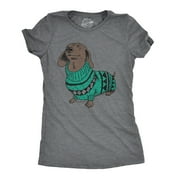 Womens Wiener Dog Ugly Christmas Sweater T shirt Dachshund Pet Owner Mom Tee Womens Graphic Tees