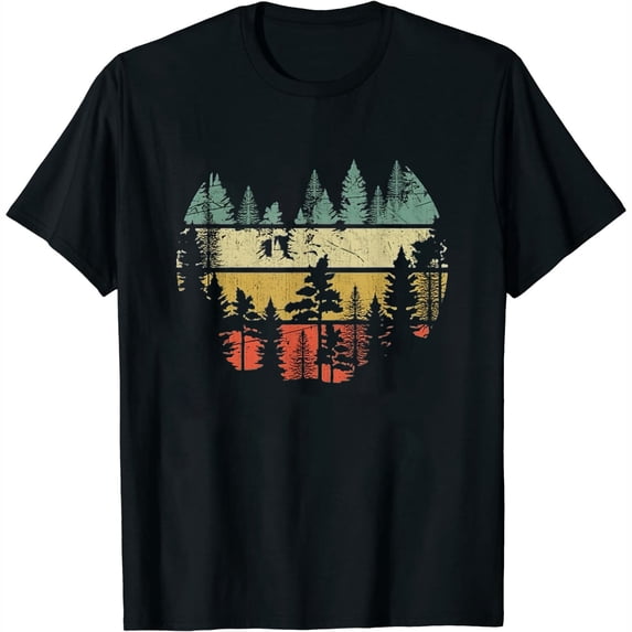 Womens Wildlife Trees Outdoors Nature Retro Forest Sleeveless T-Shirt Black Small