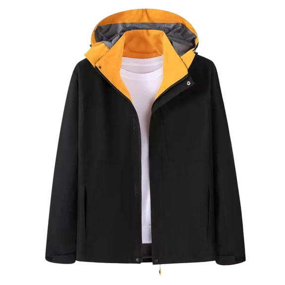 Womens Windbreaker Jacket Long Sleeve Zipper Windproof Hooded Jackets Hiking Outdoor Coat with Pockets (XL, Black)