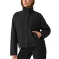 thumbnail image 1 of Womens Windbreaker Jacket Stand Collar Casual Lightweight Jackets Fall Winter Bomber Outerwear, 1 of 6