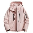 thumbnail image 1 of Womens Windbreaker Jacket Waterproof Zipper Plus Size Hooded Jackets Tactical Hiking Outdoor Rain Coats Pink, L, 1 of 3
