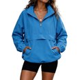 thumbnail image 1 of Womens Windbreaker Lightweight Jackets Hooded Quarter Zip Pullover，Half Zip, Windproof, Waterproof, Rain Coats, Hiking, Casual, Outdoor, Pockets, Fall, 2026, 1 of 4