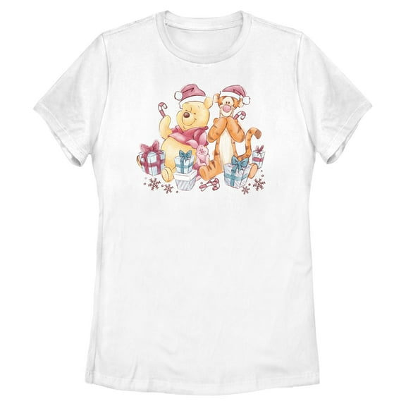 Womens Winnie the Pooh Classic Friends and Christmas Presents T Shirt
