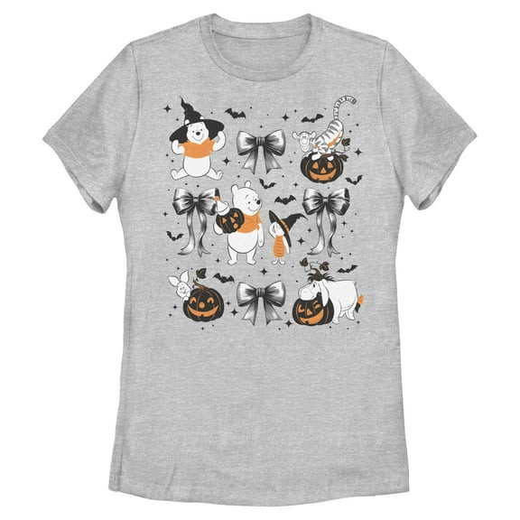 Womens Winnie the Pooh Halloween Bear And Friends Theme Bows T Shirt