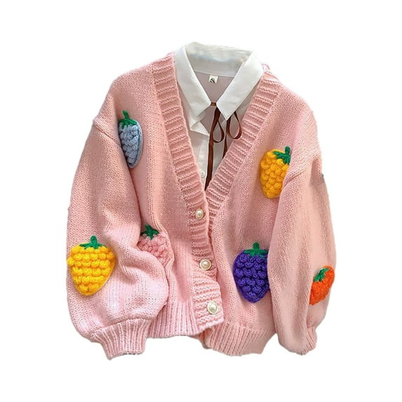Womens Winter And Fall Cardigan Sweaters Oversized Strawberry Open Front Knit Cardigans Trendy