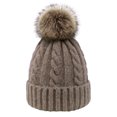 thumbnail image 1 of Womens Winter Beanie Cable Knitted Hat Ski Slouchy Pom Pom Beanie, Khaki, 1 of 3
