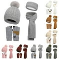 thumbnail image 1 of Womens Winter Beanie Hat Scarf Gloves Set European And Winter Knitted Warm Gloves Hats Scarves Three Piece Set With Thick Velvet And Hat Christmas Gift, 1 of 3