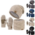 thumbnail image 1 of Womens Winter Beanie Hat Scarf Gloves Set Unisex Hat Scarf And Gloves Three-Piece Winter Fleece Knitted Three-Piece Set Christmas Gift, 1 of 5
