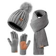 thumbnail image 1 of Womens Winter Beanie Hat Scarf Gloves Set Warm Knit Beanie with Pom Pom Long Scarf Neck Warmer Touchscreen Gloves,Knit Caps Pompom with Fleece Lined Gifts for Women, 1 of 6
