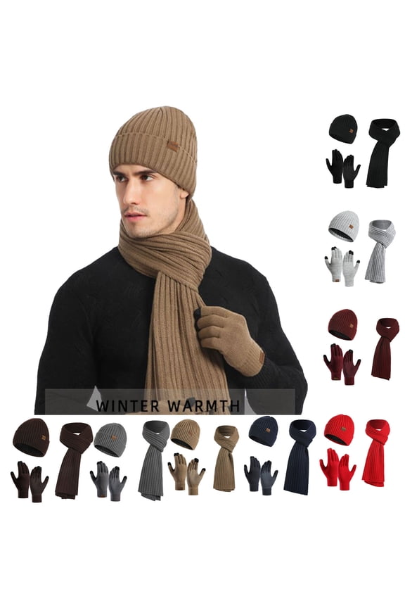 Womens Winter Beanie Hat Scarf Gloves Set Women Cute Thick Hat Protectors Warm Ear Protection Windproof Cap Scarf Gloves Set Army Green