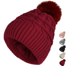 REDESS Women s Winter Beanie Hat with Pompom Warm Fleece Lined Thick Slouchy Snow Knit Skull Ski Cap Walmart