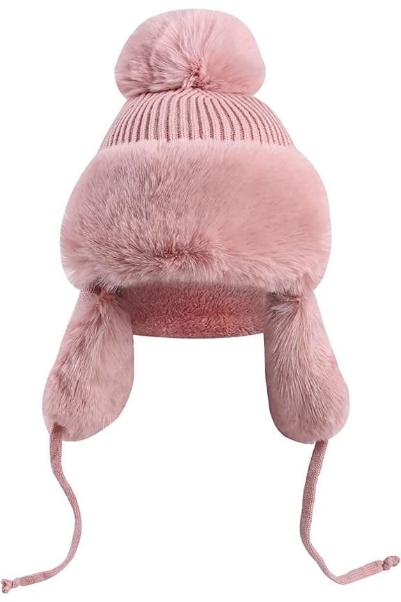 Womens Winter Beanie Hat Warm Knit Ear Flaps Hat Outdoor Fleece Lined Ski Snow Hats