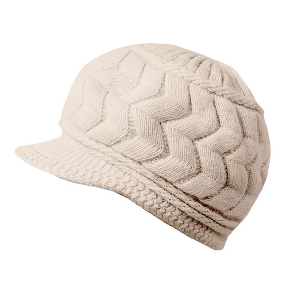 Womens Winter Beanie Hat Warm Knitted Wool Hats Cap With Visor