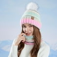 thumbnail image 1 of Womens Winter Beanie Hat and Knitted Scarf Set with Pom Soft Warm Knit Cap for Women (Multicolor), 1 of 7