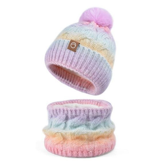 Womens Winter Beanie Hat and Knitted Scarf Set with Pom Soft Warm Knit Cap for Women (Multicolor)