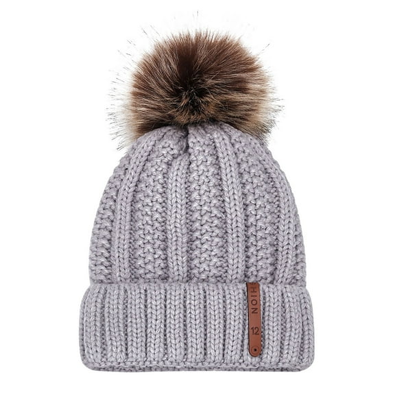 Womens Winter Beanie Warm Cable Knit Hat Style Stretch Trendy Ribbed Cap,Color:Light Gray,Size:One Size
