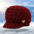 thumbnail image 1 of Womens Winter Beanie Warm Knitted Slouchy Hats Solid Cable Knit Cap with Visor Xmas Gift for Mom, 1 of 7