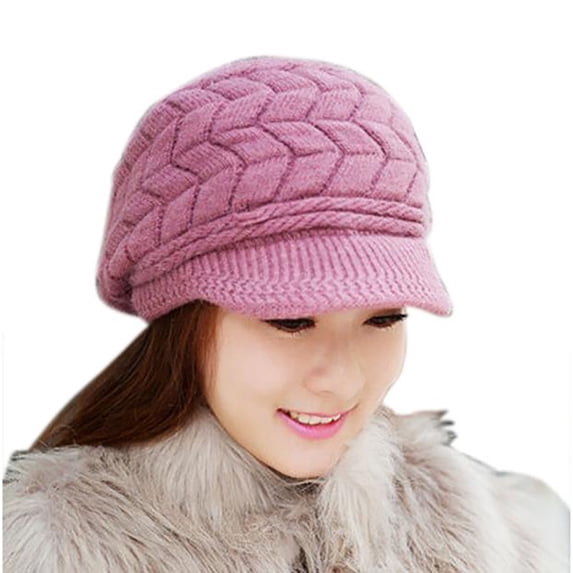 Womens Winter Beanie Warm Knitted Slouchy Wool Hats Cap with Visor