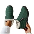 thumbnail image 1 of Womens Winter Boots Comfy Soft Sole Furry Lined Slip on Ankle Snow Booties Casual Warm Lightweight Waterproof Short Boots Green Size 7.5, 1 of 4