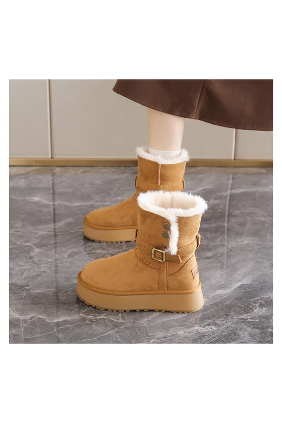 Womens Winter Boots Fur Lined Ankle Booties Platform Short Boots,Comfortable Booties for Women Memory Foam Womens Boots Fur Snow Boots for Women