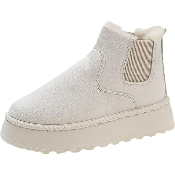 Womens Winter Boots With Zipper Warm Fur Lined Suede Platform Snow Boots Lightweight Snow Sneaker Boots for Ladies Anti Slip Ankle Boots Fall Boots Sales Clearance