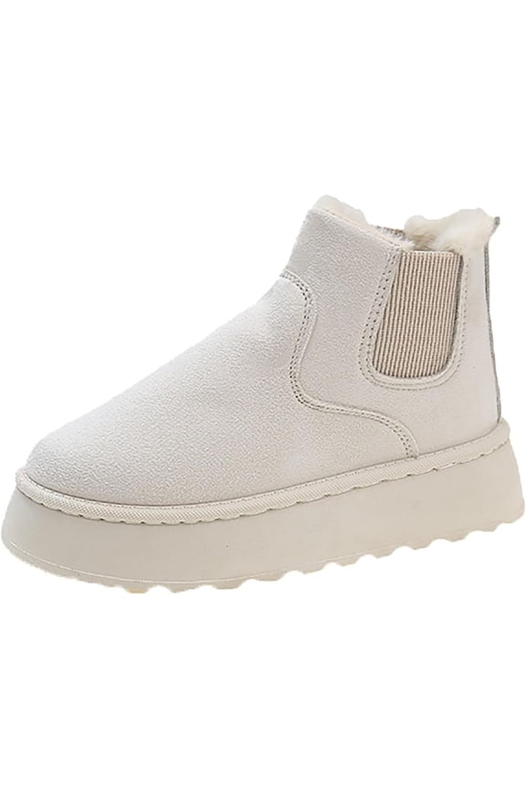 Womens Winter Boots With Zipper Warm Fur Lined Suede Platform Snow Boots Lightweight Snow Sneaker Boots for Ladies Anti Slip Ankle Boots Fall Boots Sales Clearance