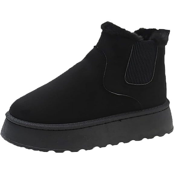 Womens Winter Boots With Zipper Warm Fur Lined Suede Platform Snow Boots Lightweight Snow Sneaker Boots for Ladies Anti Slip Ankle Boots Fall Boots Sales Clearance