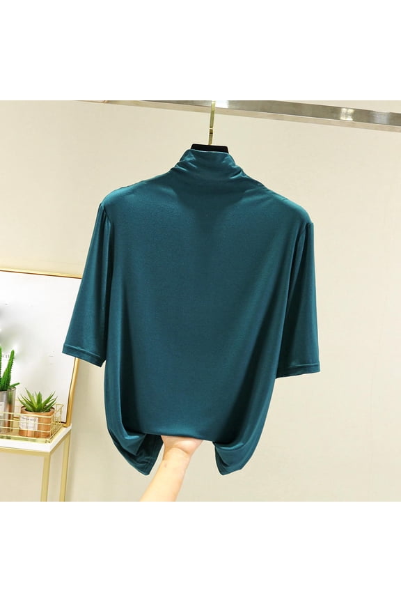 Womens Winter Clothes Clothes Ladies' Color Five-quarter Sleeve High-neck Undershirt Top,Army Green,XL