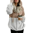 thumbnail image 1 of Womens Winter Coat Womens Hooded Zip Up Jackets Fleece Fuzzy Coats Winter Casual Leopard Color Block Outwear Hoodies with Pockets Snow Jackets for Women Fur, 1 of 5
