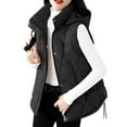 Womens Winter Coat Hooded Zipper Cotton Vest Warm Quilted Vest