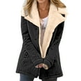 thumbnail image 1 of Womens Winter Coat Jackets Lapel Collar Warm Plush Fleece Padded Jacket Lined Pockets Buttons Overcoat Outwear, 1 of 5