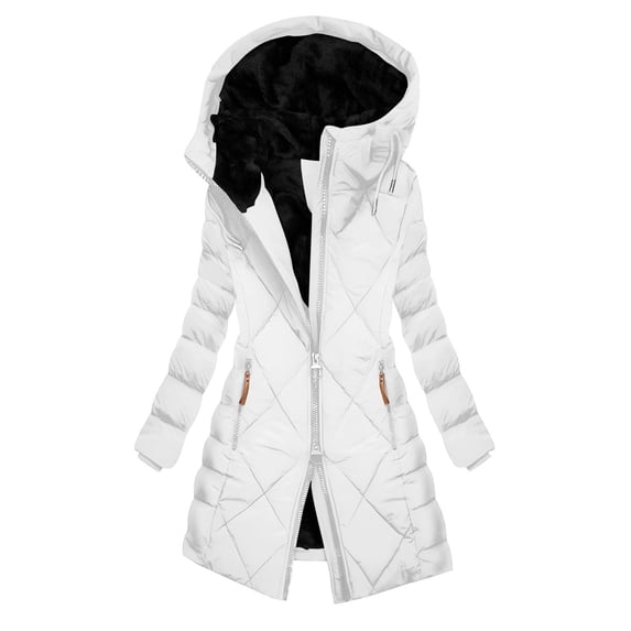 Womens Winter Coat Warm Hooded Parka Long Puffer Jacket Waterproof Fleece Lined Thicken Peacoat Trendy Outerwear
