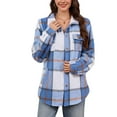 thumbnail image 1 of Womens Winter Coats Classic Plaid Shirt Shackets with Sherpa Fleece Lined Thick Warm Button Up Jacket with Pockets (M, Blue), 1 of 7
