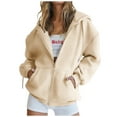 thumbnail image 1 of Dxzfnsa Womens Zip Up Hoodies Oversized Women Solid Color Fashion Sweatshirts Casual Hooded Jackets with Pockets 2025 Winter Clothes, 1 of 7