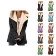 thumbnail image 1 of Womens Winter Coats Long Sleeve Lined Suede Button Notch Collar Cardigan Jacket Outerwear with Pockets, 1 of 5